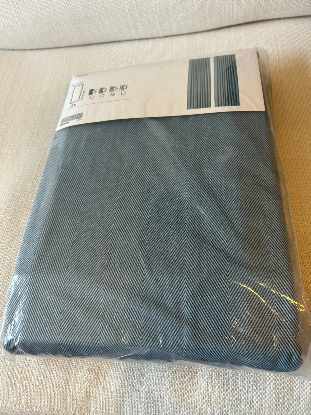 IKEA Tibet Blue Cotton Curtain Panels (2), NWT